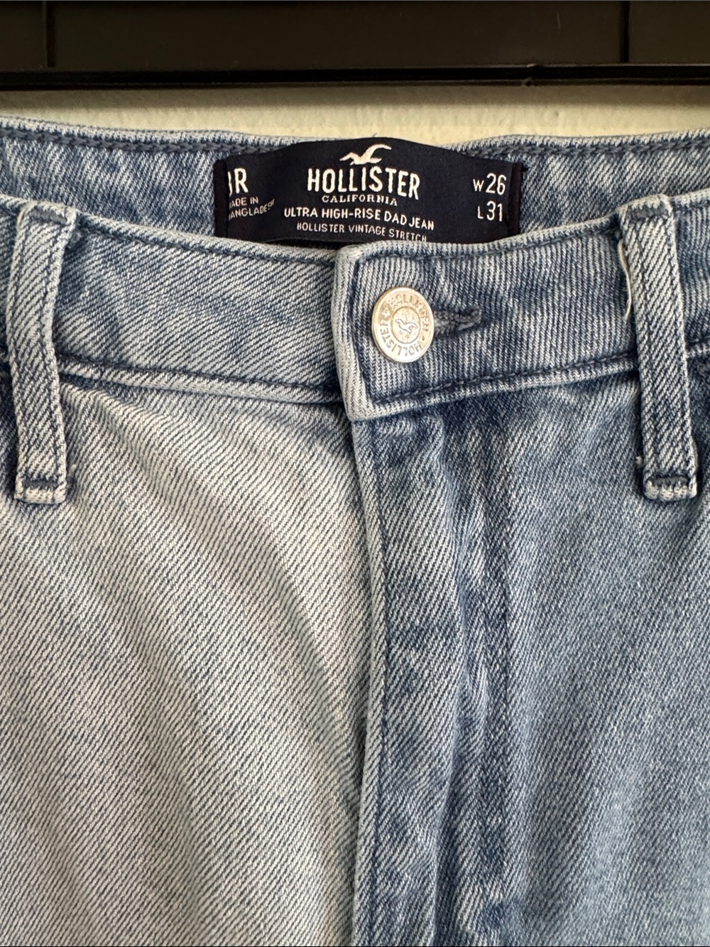 Hollister Two-Tone Light Blue High-Rise Dad Jeans